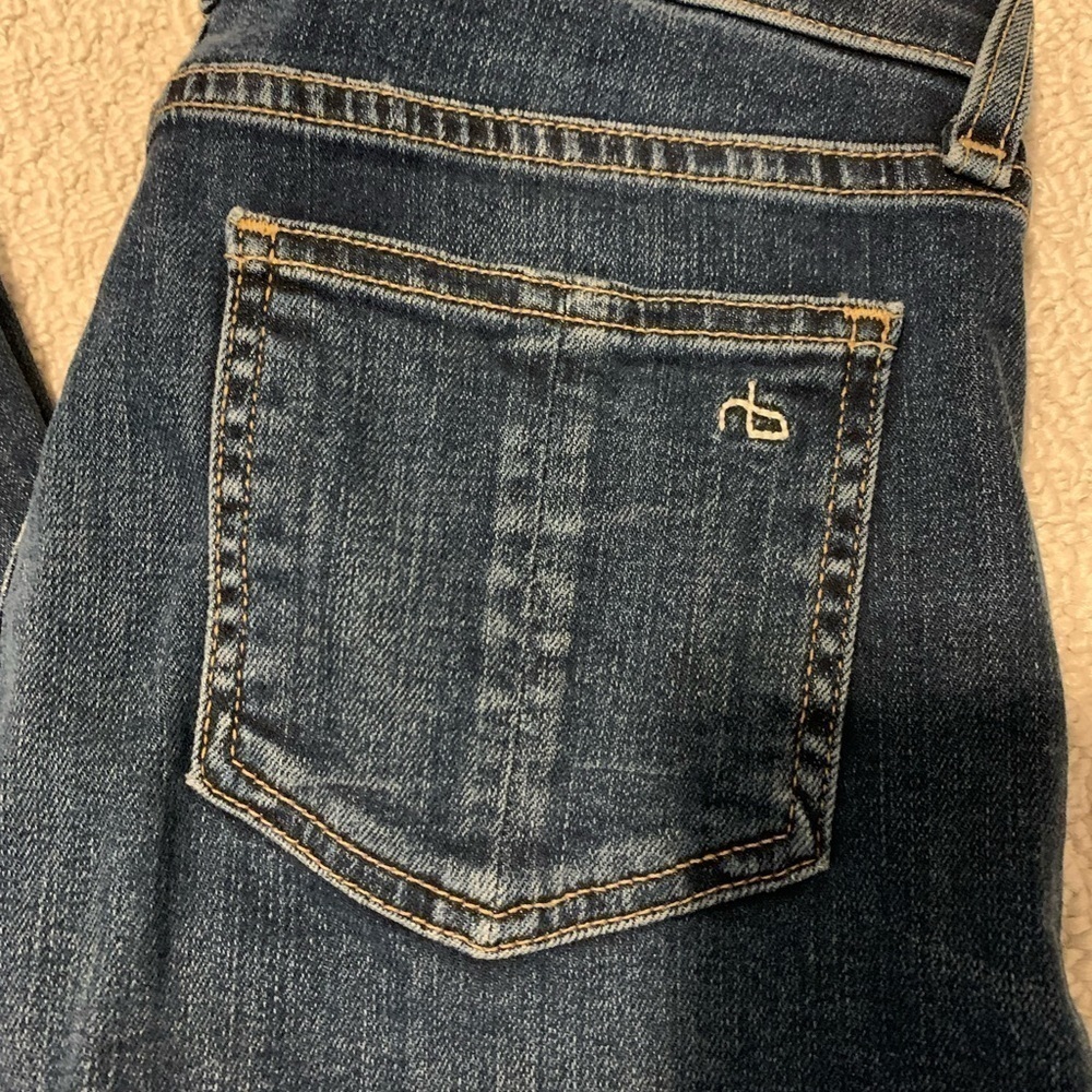 Distressed Rag an Bone skinny jeans high rise